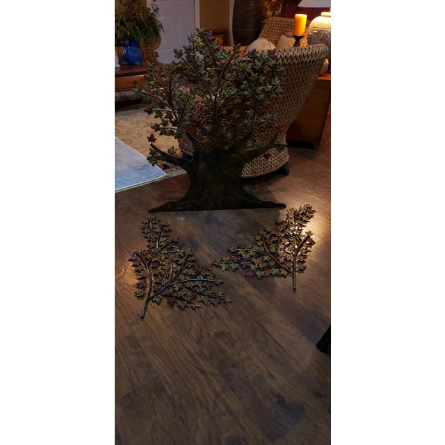 Mid-Century Modern 91x40 Mid 20th Century Metal Wide Trunk Tree Wall Art With Colorful Leaves For Sale - Image 3 of 7