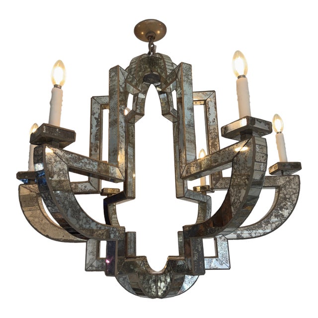 Niermann Weeks Lido Antiqued Mirror Chandelier – 6 Light – 38” Diameter For Sale