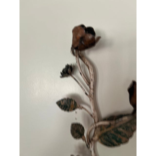 Cream 1950s Tole Floral Wall Sconce For Sale - Image 8 of 13
