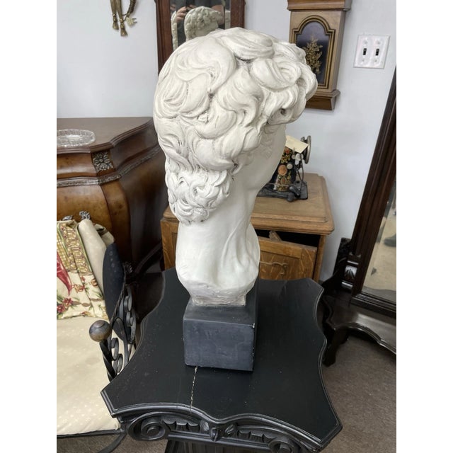 Large Vintage Bust of Michelangelo's David Statue, 23" Tall, Large Base, Ceramic For Sale - Image 4 of 6