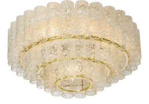 German Murano Ice Glass Tubes Chandelier by Doria, 1960s