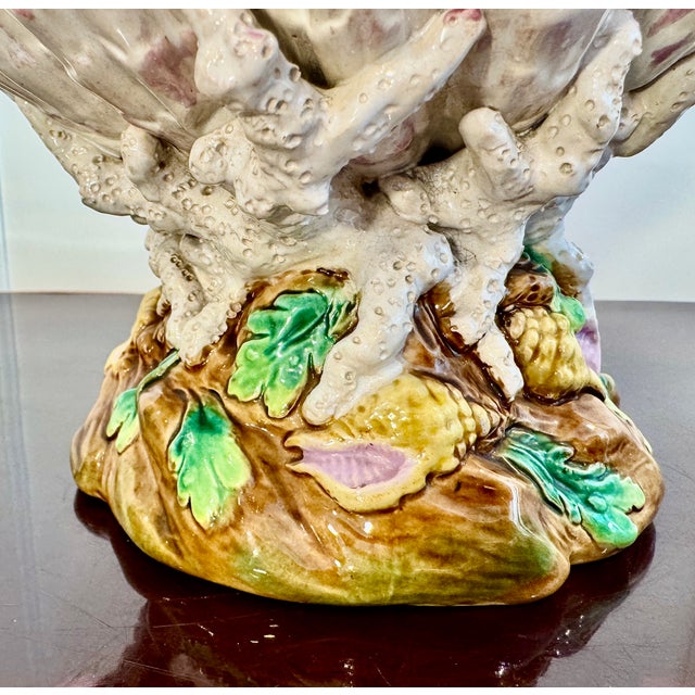 English Majolica Shell Centerpiece Jardinière, George Jones, 19th Century For Sale - Image 10 of 16