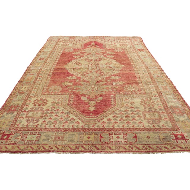 Rustic Mid 20th Century Vintage Turkish Oushak Rug - 04'04 X 07'00 For Sale - Image 3 of 10