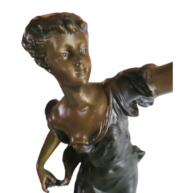 Late 19th Century Emile Bruchon Bronze Statuette on Marble Base - Signed - For Sale - Image 9 of 12