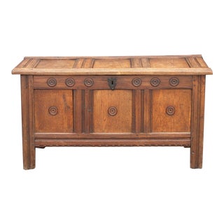 18th Century English Oak Trunk For Sale