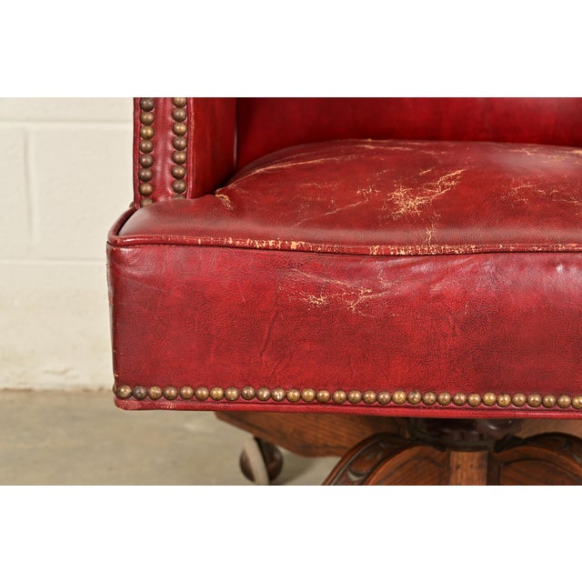 Romweber Viking Oak and Leather High Back Executive Swivel Desk Chair, Circa 1960s For Sale - Image 10 of 14