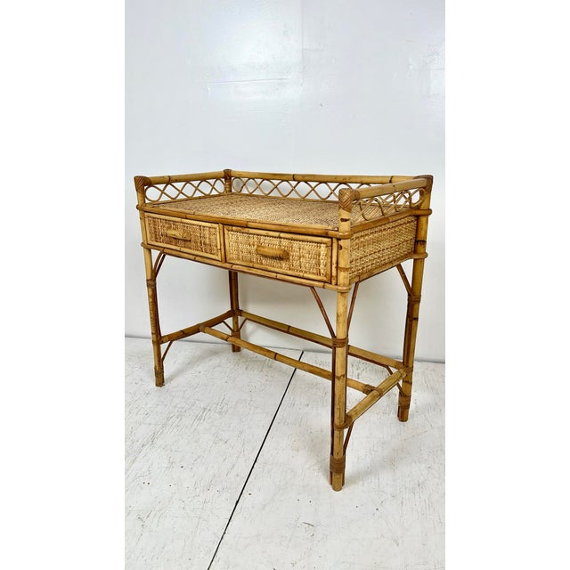 Vintage Rattan Cane Desk For Sale - Image 4 of 12