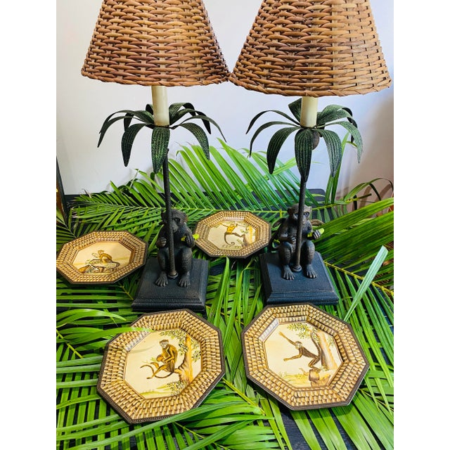 A fabulous vintage set of monkey & palm trees lamps. A rare find in great condition the perfect lamps for your tropical...