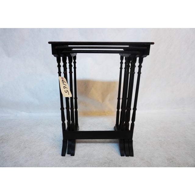 20th Century Antique Victorian Black Lacquer Nest of 3 Tables For Sale - Image 10 of 18