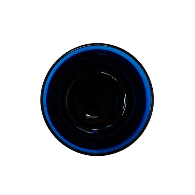 Mid-Century Modern Italian Sculptural Blue Murano Glass Vase with Clear Glass Base, 1970s For Sale - Image 3 of 5