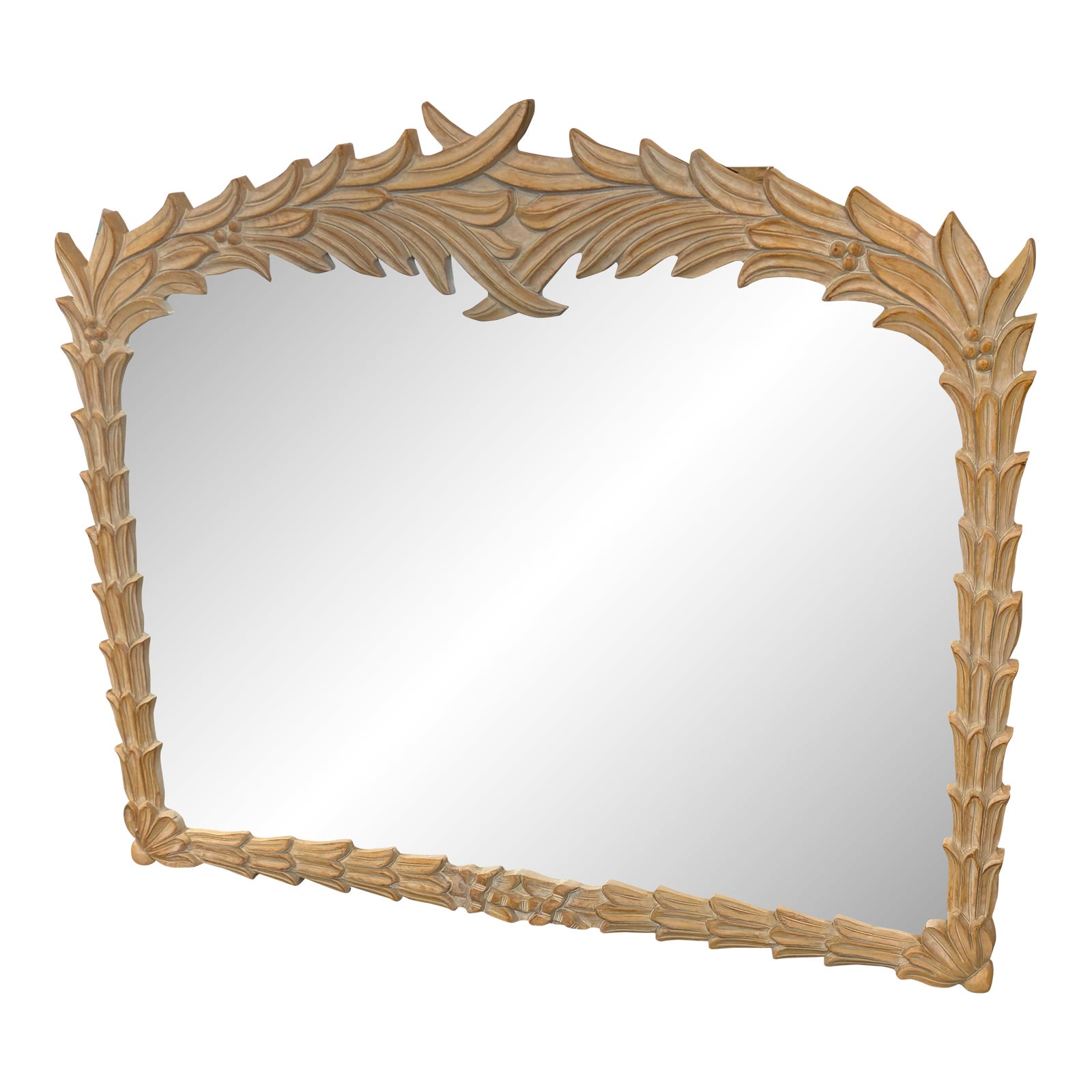 Vintage Serge Roche Style Palm Beach Frond Leaf Leaves Tree Wall Mirror ...