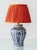 Delft Blue Ceramic Table Lamps with Persimmon Silk Shades from Boch Frères, 1960s, Set of 2 For Sale - Image 4 of 18