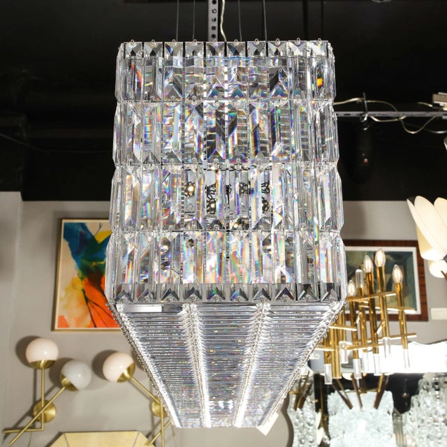 2000 - 2009 2009 Modernist Glitterbox Chandelier in Crystal and Polished Chrome by Swarovski For Sale - Image 5 of 13