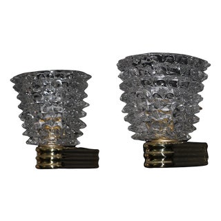 Rostrato Crystal Sconces in Murano Glass in the style of Barovier and Toso, 1980s, Set of 2 For Sale
