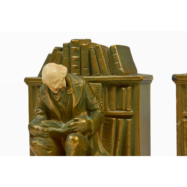 1930s 1930s The Librarian or Scholar Bookends by J B Hirsh For Sale - Image 5 of 9
