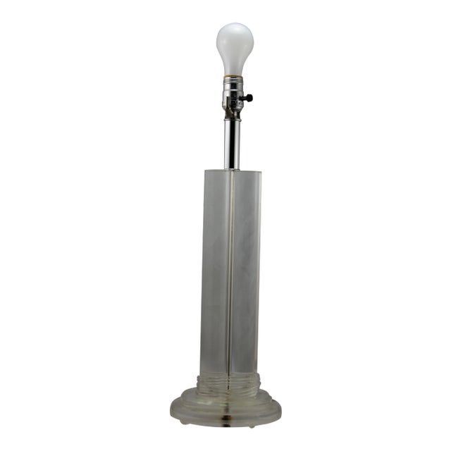 Mid-Century Tri Column Lucite Lamp For Sale