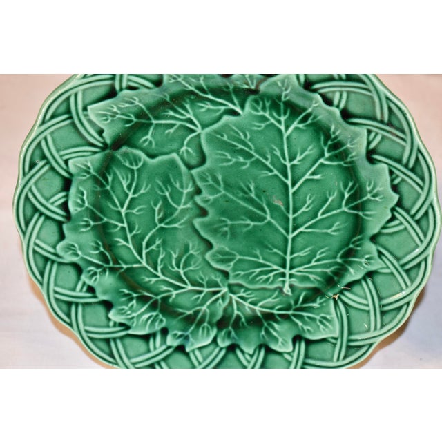 19th Century Pair of 19th Century English Majolica Leaf Plates For Sale - Image 5 of 7