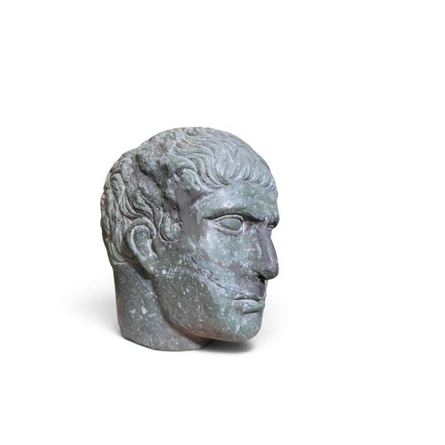 Antique Classical Italian Carved Marble Head, 1950 For Sale - Image 10 of 11