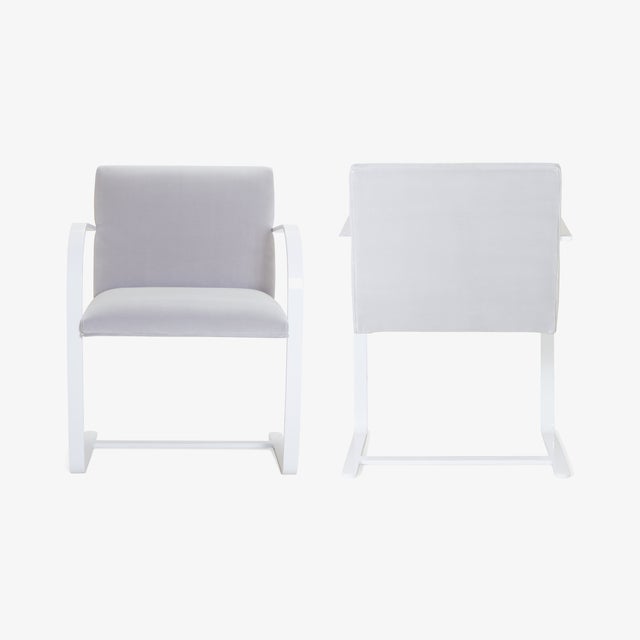 Mid-Century Modern Brno Flat-Bar Chairs in Dove Velvet, Lunar Gloss Frame For Sale - Image 3 of 10