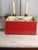 Vintage 2-Light French Bouillotte Style Table Lamp With Red Shade, Antique Brass & Wood Desk Lamp For Sale - Image 12 of 17