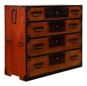 Japanese 19th Century Keyaki Wood Isho Dansu Clothing Chest with Iron Hardware