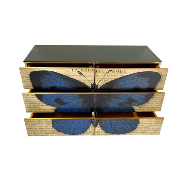 Mid-Century Modern Mid Century Art Deco Style Italian Handcrafted Pop Art Six-Drawer Chest Cabinet For Sale - Image 3 of 11