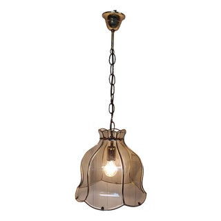 Vintage German Ceiling Lamp with Tinted Curved Glass Panes by Martin Müller & Co, 1980s For Sale