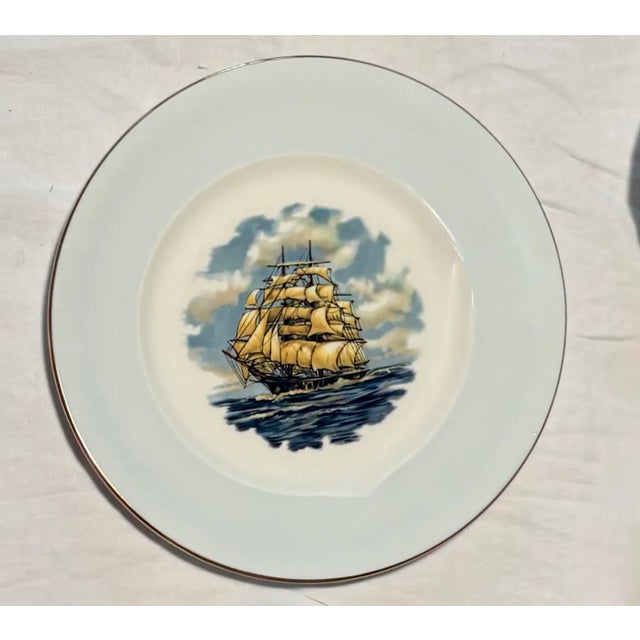 Nautical Nautical Blue and White Danish Sailing Ships Wall Plate Curation-Set of 11 For Sale - Image 3 of 14