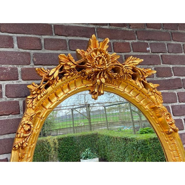20thC Louis XVI Gilded Beech Oval Gold Leaf Wall Mirror For Sale - Image 17 of 18