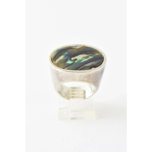 Modern Barry Brinker Abalone Shell Sterling Silver Ring size 5.5 For Sale - Image 3 of 8