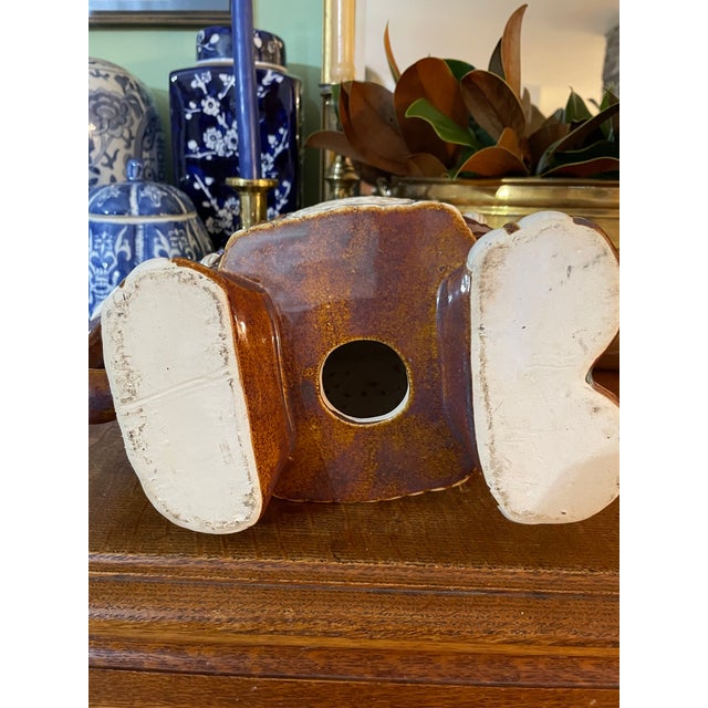 Brown Vintage Small Chinoiserie Elephant Plant Stand For Sale - Image 8 of 9