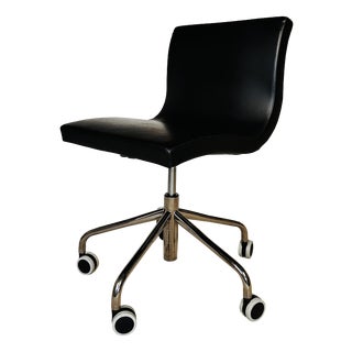 Sala Office Swivel Chair in Black Leather by Pascal Mourgue for Ligne Roset, France, 2000s For Sale