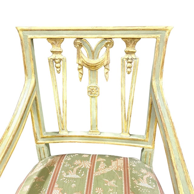 Italian 18th Century Italian Gilt & Painted Armchair For Sale - Image 3 of 4