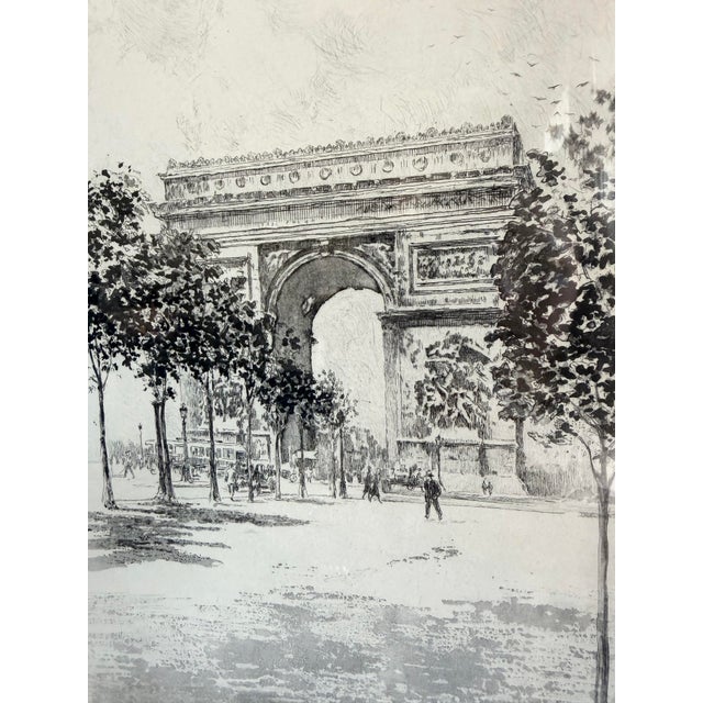 Early 20th Century Early 20th Century Signed Hand-Colored Etching of Arc De Triomphe, Paris, Framed For Sale - Image 5 of 6