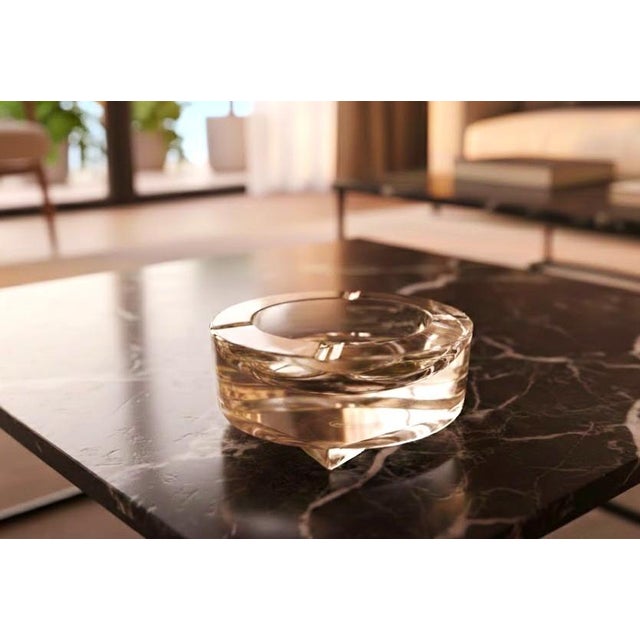 Monumental Czech Moser Hand-Cut Crystal Ashtray For Sale - Image 12 of 15