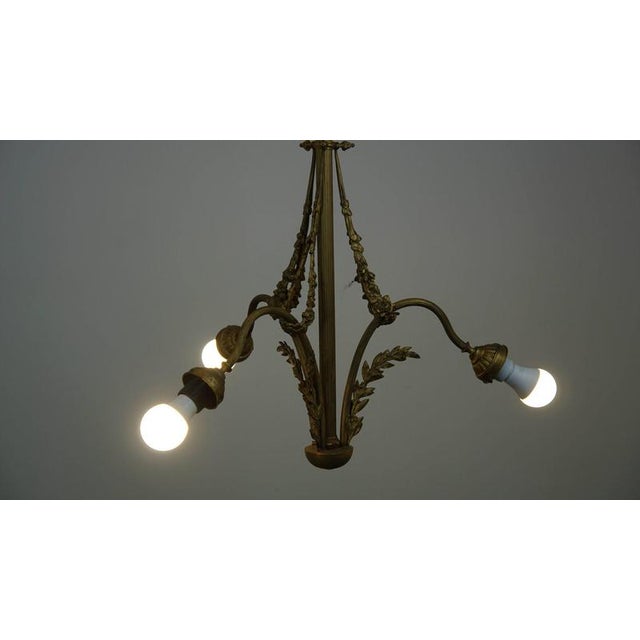 Antique Pendant Lamp with Gilt and Ornate Details and 3 Sockets For Sale - Image 3 of 8