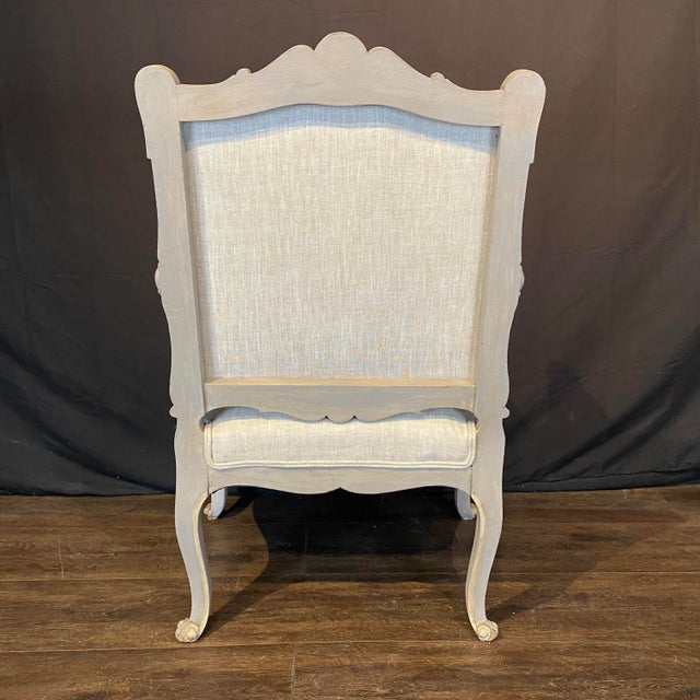 19th Century Updated Painted Louis XV Armchairs or Fauteuils -a Pair For Sale - Image 13 of 13