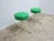 Mid-Century pair of revolving green button stools. ( l x w x h) 16.5 X 16.5 X 19" great shape. Tight and sturdy... Some...