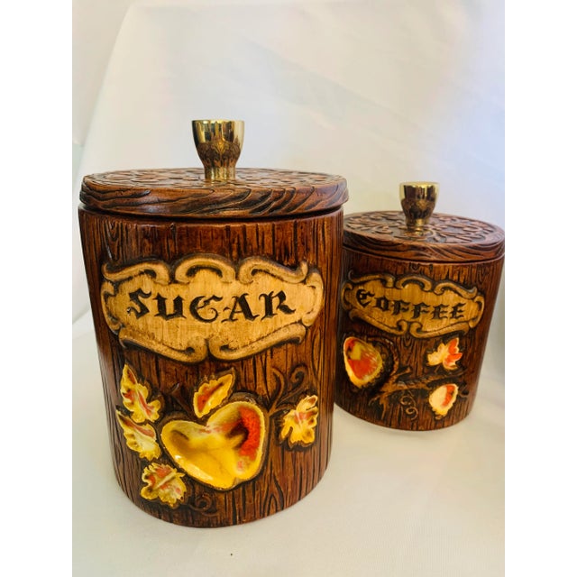 Mid-Century Modern Treasure Treasure Craft Ceramic Kitchen Canisters- Set of 4 For Sale - Image 3 of 13