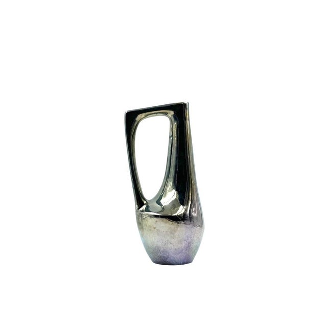 Silver Modern Iridescent Stoneware Vase by A. Cytère, Rambervillers, France, 1960s For Sale - Image 8 of 18