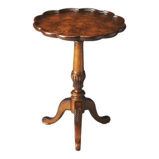 Dansby Pedestal Accent Table, Medium Brown For Sale