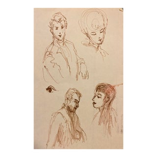 1960s Portrait and Figure Study Drawing For Sale