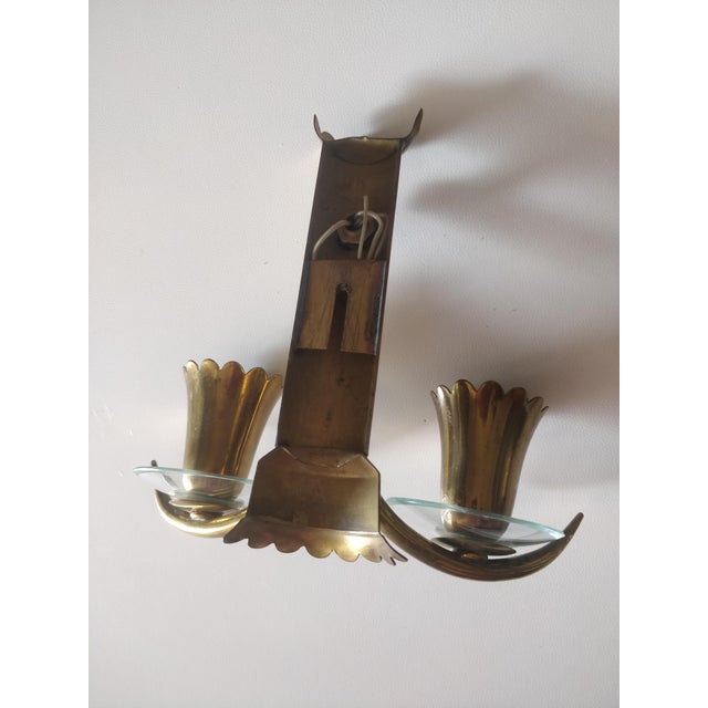 Brass Wall Lamps with Cut Glass, Italy, 1950s, Set of 2 For Sale - Image 13 of 17