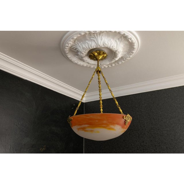 1920s Art Nouveau Pâte de Verre Pendant Light by G.V. Croismare, France, 1920 For Sale - Image 5 of 18