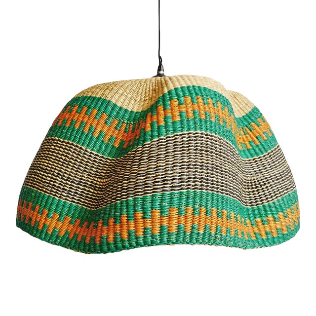 Contemporary Bolga Wave Basket Pendant Light For Sale
