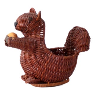 Vintage Wicker Squirrel Basket For Sale