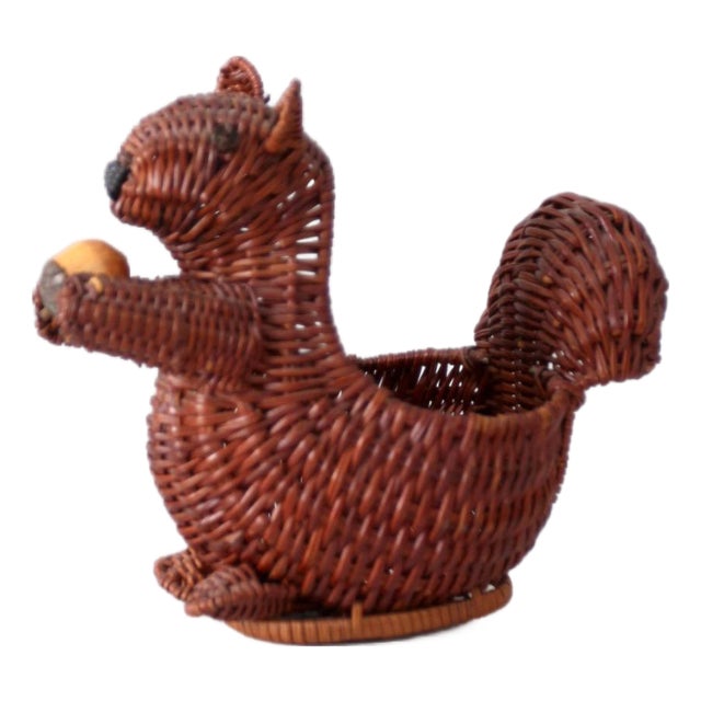 Vintage Wicker Squirrel Basket For Sale