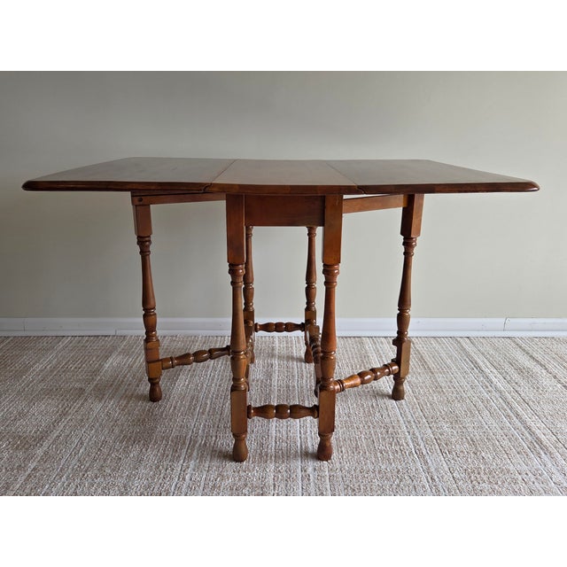 Wood Jacobean Revival Style Elm Finish Gate Leg Table, Early to Mid-20th Century For Sale - Image 7 of 9