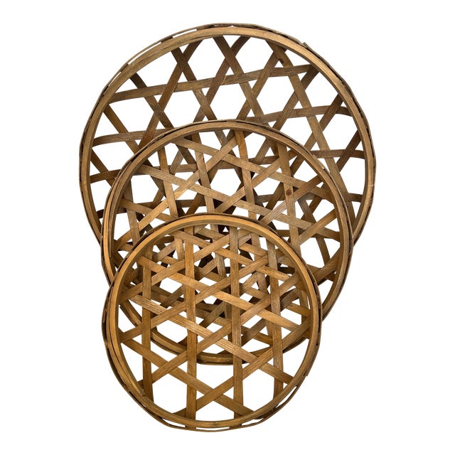 Set of 3 Tobacco Nesting Wall Baskets For Sale