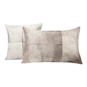 Canvello Genuine Cowhide Leather Decorative Throw Pillows With Feather Down Insert Included- Set of 2